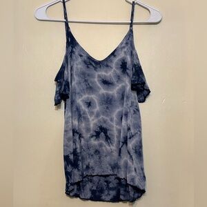 American Eagle Outfitters Navy Tie-Dye Cold Shoulder Top XS